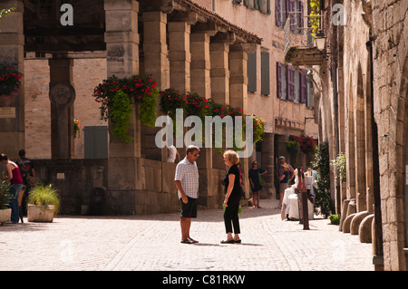 Place De La Halle des Saint-Antonin-Noble-Val, Tarn-et-Garonne, Frankreich Midi-Pyrénées Stockfoto