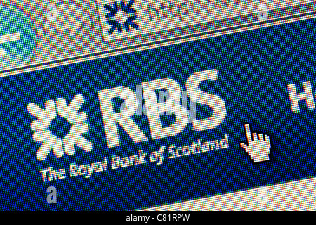 Royal Bank of Scotland RBS-Logo und Website hautnah Stockfoto