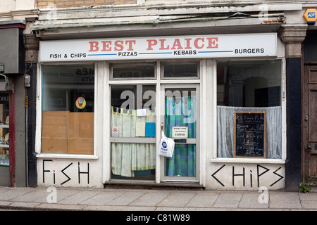 Besten Scholle.  Ein Fish &amp; Chips-Shop, der auch Pizza, Döner und Burger in Camborne, Cornwall UK verkauft. Stockfoto