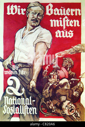 NS-Plakat für 1932 Wahlen in Deutschland. Siehe Beschreibung unten Stockfoto