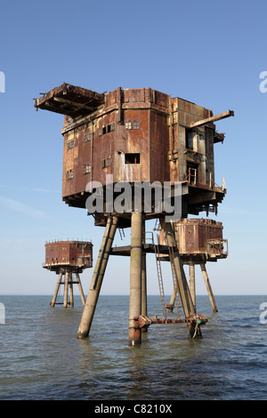 Maunsell sea forts. Red Sands sea Forts Thames Estuary, sind sie jetzt verlassen Stockfoto