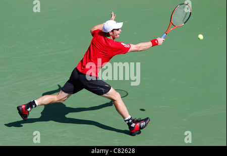 Andy Murray aus Großbritannien in Aktion bei den US Open 2011 Stockfoto