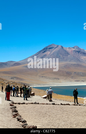 Touristen am Laguna Miscanti, Atacamawüste, Chile Stockfoto