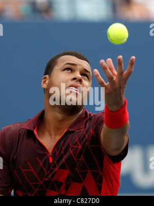 Jo-Wilfried Tsonga Frankreichs in Aktion bei uns Open2011 Stockfoto