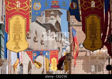 Festa Dekorationen in Mdina, Malta Stockfoto