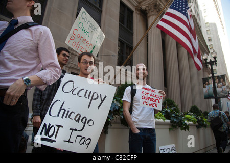 "Besetzen Chicago" Protest gegen die wirtschaftliche Ungleichheit Stockfoto