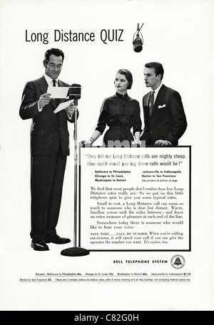 Amerikanischen Magazin Werbung ca. 1954 Werbung BELL TELEPHONE SYSTEM Stockfoto