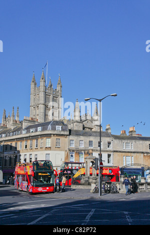 Offenen Tourbusse in Bath, N.E. Somerset, England, UK Stockfoto