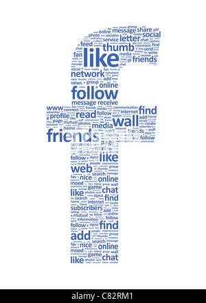 Facebook-Logo die Worte auf social-Media Themen besteht. Isoliert auf weiss. Stockfoto