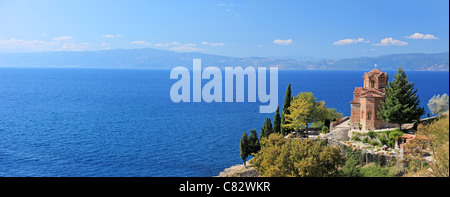 St. Jovan Kaneo-Kirche mit Blick auf See Ohrid, Mazedonien Stockfoto