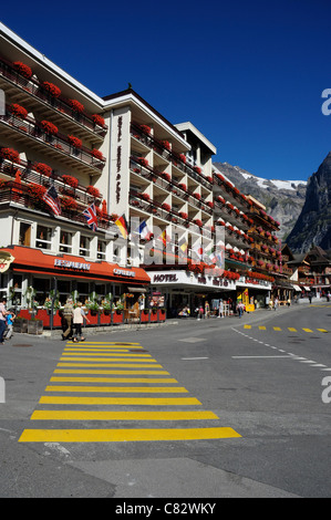 Hotels im Zentrum von Grindelwald, Berner Oberland, Schweiz Stockfoto