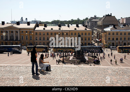 Blick von der Treppe am Senatsplatz, Helsinki, Finnland Stockfoto