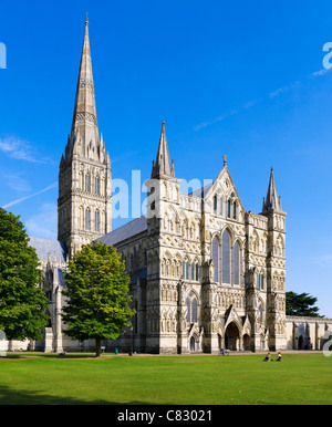 Salisbury Kathedrale, die enge, Salisbury, Wiltshire, England, UK Stockfoto