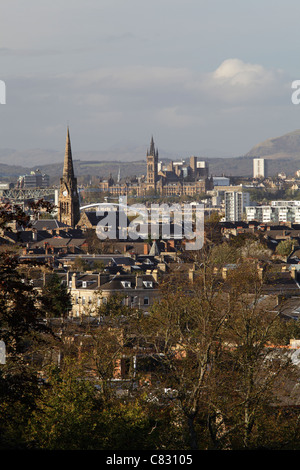 Nord-West Blick über die Skyline von Glasgow aus Queens Park, Scotland, UK Stockfoto