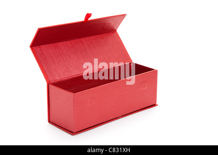 Geschenkbox rot mit weißem Hintergrund Stockfoto