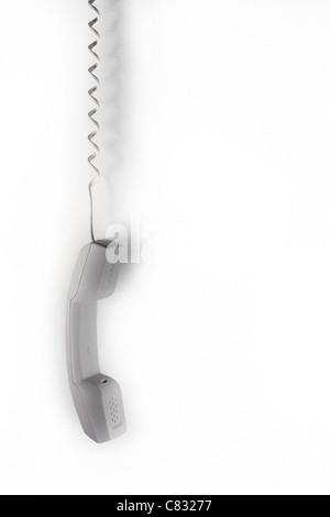 Telefonhörer hängt an der Wand, eine Menge Kopie-Platz zur Verfügung. Stockfoto