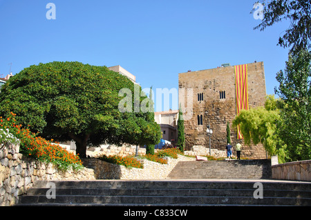 Schritte von Circ Roma und Turm, Altstadt, Tarragona, Costa Daurada, Provinz Tarragona, Katalonien, Spanien Stockfoto