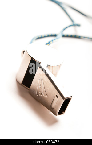Schiedsrichter Pfeifen aus Metall Stockfoto