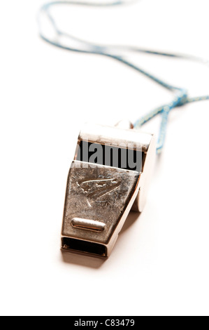 Schiedsrichter Pfeifen aus Metall Stockfoto