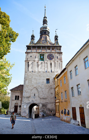 Der Uhrturm in Sighisoara, Rumänien Stockfoto