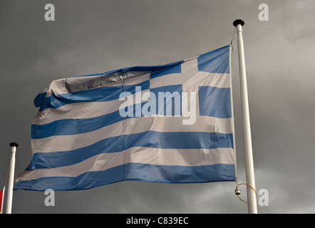 Griechenland-Flagge im Wind. Stockfoto