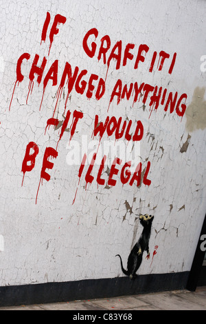 Banksy Graffiti auf einer zentralen London wall Stockfoto