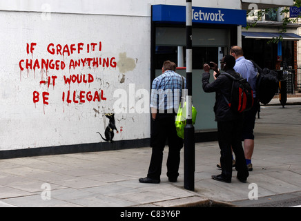 Banksy Graffiti an der Wand Clipstone Street, central London Stockfoto