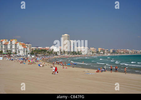 Playa Norte de Peñíscola, Peníscola, Costa del Azahar, Provinz Castellón, Valencia, Spanien Stockfoto