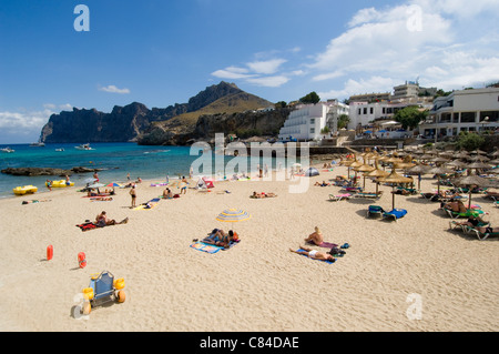 Mallorca, Cala Sant Vicenc, Strand, Urlauber, hotels Stockfoto