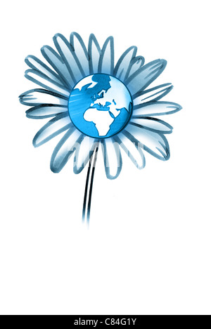 Blume mit Globus in der Mitte Stockfoto