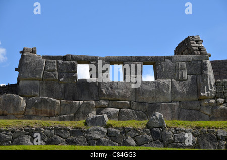 Architektur Inka Rock graue Ruine Tempel Machu Picchu Panorama Machu Picchu Macchu Pichu Unesco Weltkulturerbe Website-Stadt Ruinen t Stockfoto