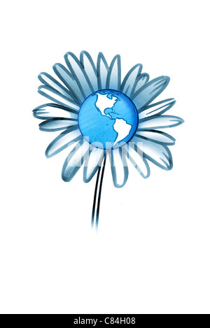 Blume mit Globus in der Mitte Stockfoto