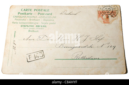 Sehr alte Postkarte mit Adresse in Rotterdam, der Nerherlands von 1881 Stockfoto