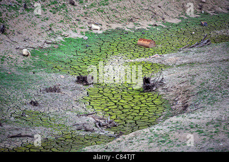 Im Sommer, das Bett eines ausgetrockneten Flusses (Puy-de-Dôme - Auvergne - Frankreich). Beleuchteten de Rivière Asséché, En Été (Puy-de-Dôme - Frankreich). Stockfoto