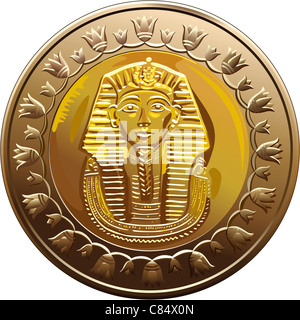 Arabische Republik Ägypten, 1 Pfund-Münze zeigt den Pharao Tutankhamen Stockfoto