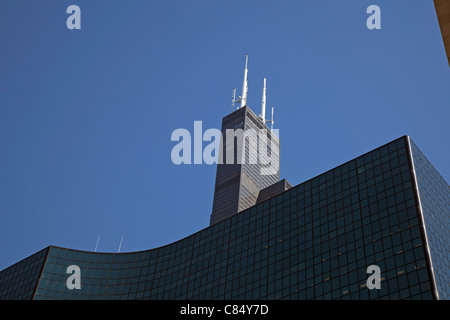 Chicago, Illinois - der Willis Tower genannt früher Sears Tower. Es ist das höchste Gebäude in den Vereinigten Staaten. Stockfoto