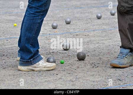 Französische Petanque-Meisterschaften, Parthenay, Deux-Sèvres, Frankreich. Stockfoto