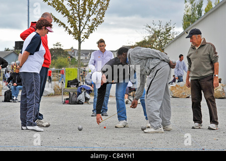 Französische Petanque-Meisterschaften, Parthenay, Deux-Sèvres, Frankreich. Stockfoto