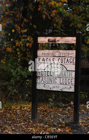 Richtungsanzeiger. Columbia State Historic Park, Columbia, Tuolumne County, Kalifornien, USA Stockfoto