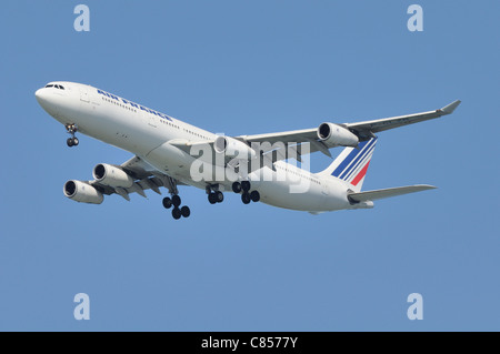 Endgültige Landung des Airbus A380 von Air France. Stockfoto