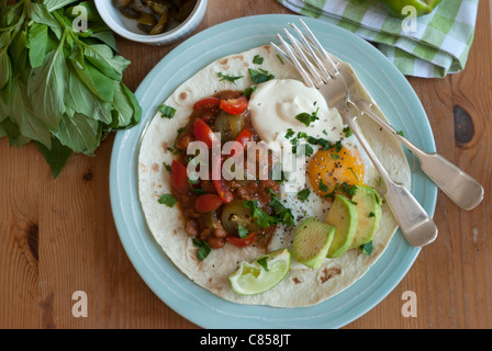 Traditionelle mexikanische Huevos Rancheros Stockfoto