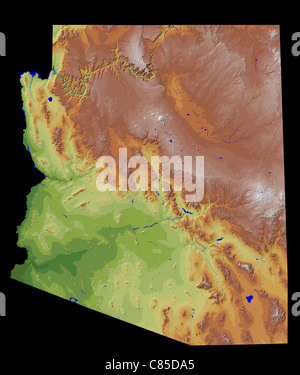 Schattigen Reliefbildern bestimmter Bereiche (in der Regel vom Staat) wurden aus dem National Elevation Dataset ausgewählt. Stockfoto