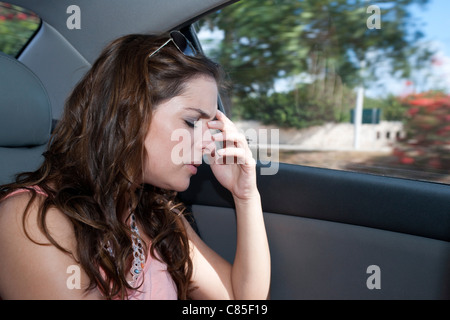 Frau im Auto, Reef Playacar Resort and Spa, Playa del Carmen, Mexiko Stockfoto