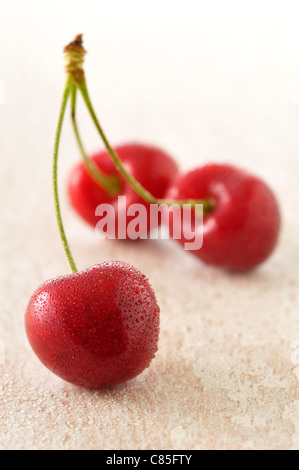 Nahaufnahme von Kirschen Stockfoto