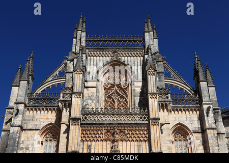 Architektonische Details von Batalha Abbey in Batalha, Portugal. Stockfoto