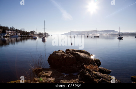 Am frühen Morgen Blick entlang Lake Windermere, Lake District, Cumbria, England, UK Stockfoto