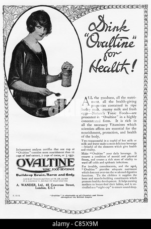 Original Magazin Werbung, die 1920er Jahre gesundes Getränk Ovomaltine Werbung Stockfoto