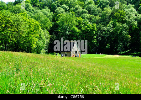 Kapelle St. Céneri, Ortschaft: St Céneri le Gérei (Orne, Normandie, Frankreich). Stockfoto