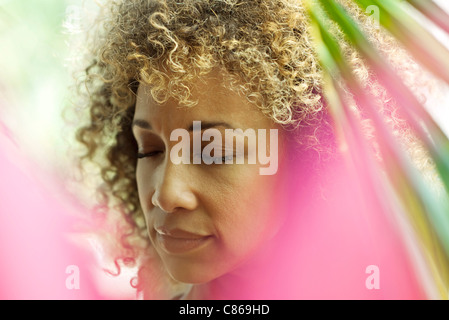 Frau, meditieren Stockfoto