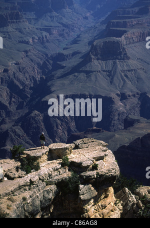 Mann steht am Rand des Grand Canyon, Arizona Stockfoto